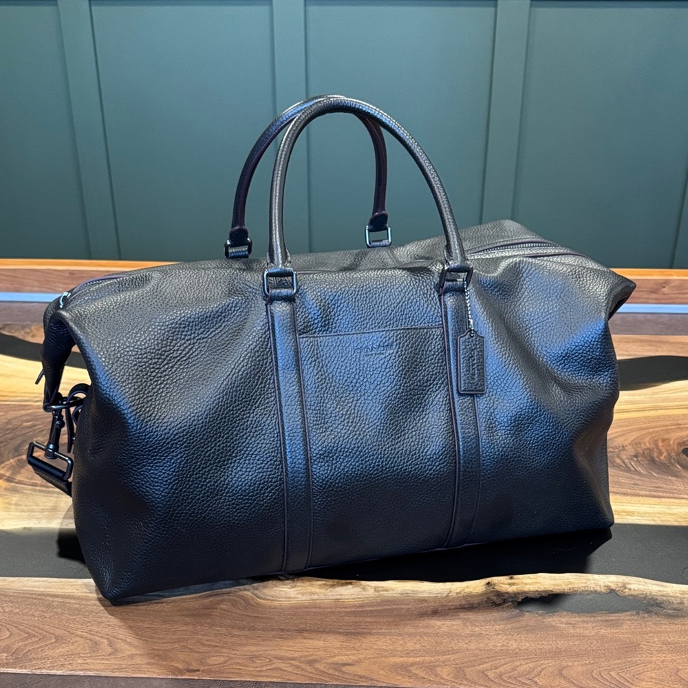 Coach Black Leather Duffel Bag
